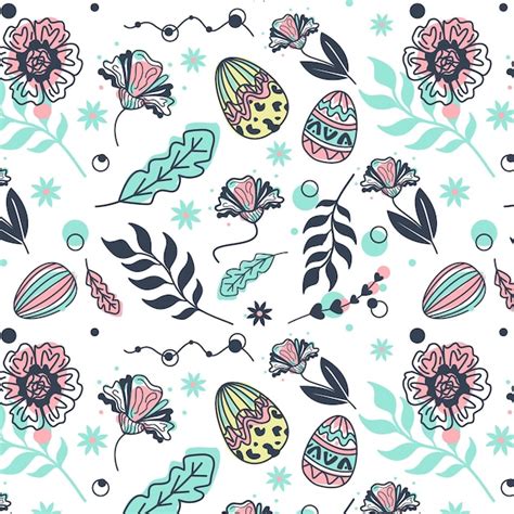 Premium Vector Seamless Pattern With Easter Eggs And Flowers Vector