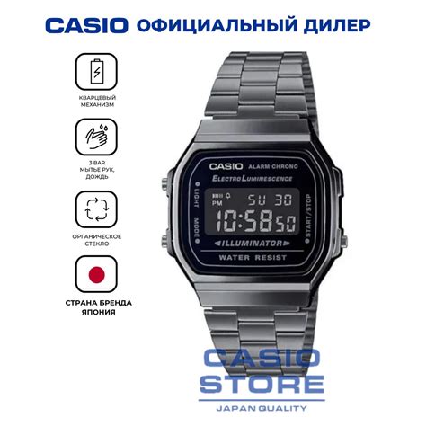 Электронные японские часы Casio Vintage A168WEGG-1B с секундомером ...