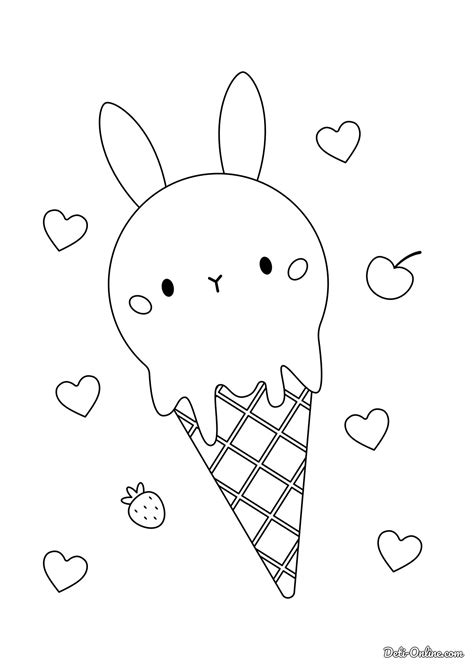 Раскраска Рожок мороженого с кроликом распечатать или скачать