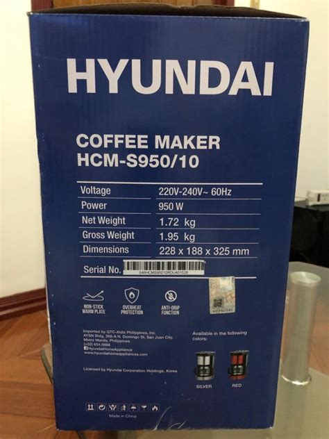Brand New Hyundai Coffee Maker (Red), TV & Home Appliances, Kitchen ...