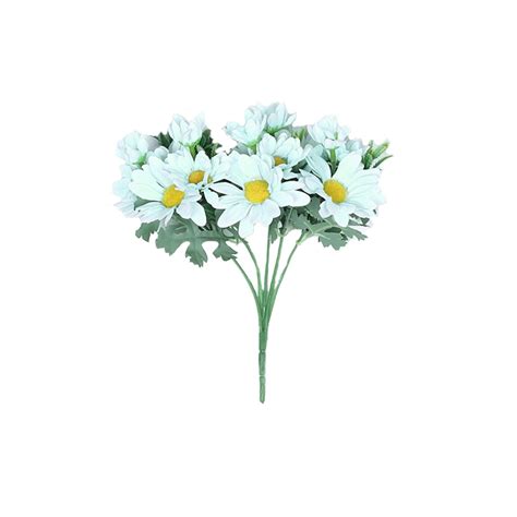 4 Pack | 11" Baby Blue Artificial Daisy Flower Bushes Silk Flowers Bouquet