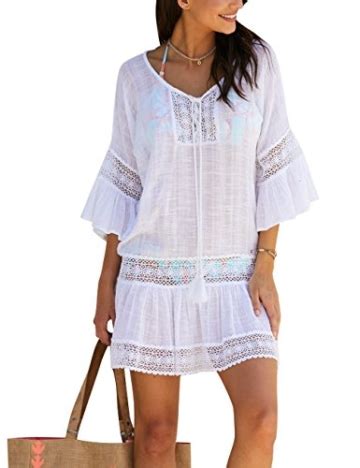 Walant Damen Sommer Strandkleid Mit Spitze Bikini Cover Up Strand Sexy Kleider