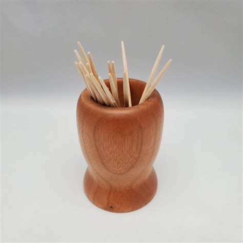 Hand Turned Cherry Toothpick Holder Hand Made Wooden Etsy Wood