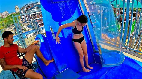 Scary Trapdoor Water Slide At Aqualand Plovdiv Bulgaria YouTube