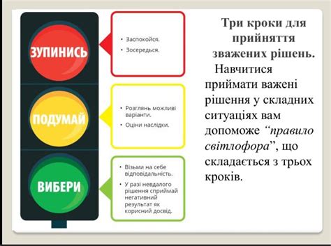Правило світлофора, що складається з трьох кроків. Назви їх. КОНТРОЛЬНА ...