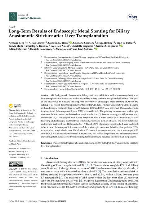 PDF Long Term Results Of Endoscopic Metal Stenting For Biliary