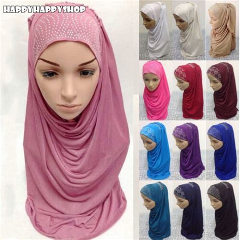 Muslim Women Rhinestone Hijab Islamic Wrap Shawls Head Cover Scarves