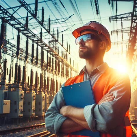 Premium Photo Electrical Engineer Against The Background Of