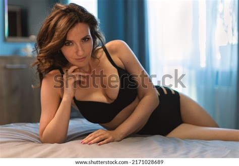 Beautiful Sexy Brunette Woman Black Lingerie Stock Photo Shutterstock