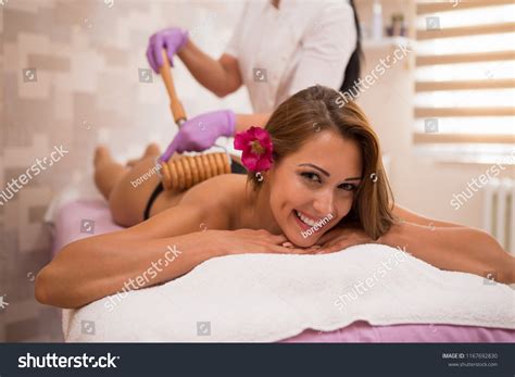 Beautiful Brunette On Massage Table Enjoying Stock Photo Shutterstock