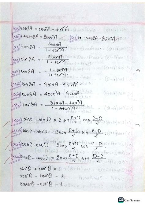 SOLUTION HSC Higher Mathematics Trigonometry Formula Notes Studypool