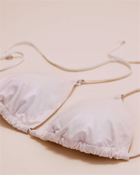 SEATONIC High Gloss Triangle Bikini Top White Iridescent Bikini Village