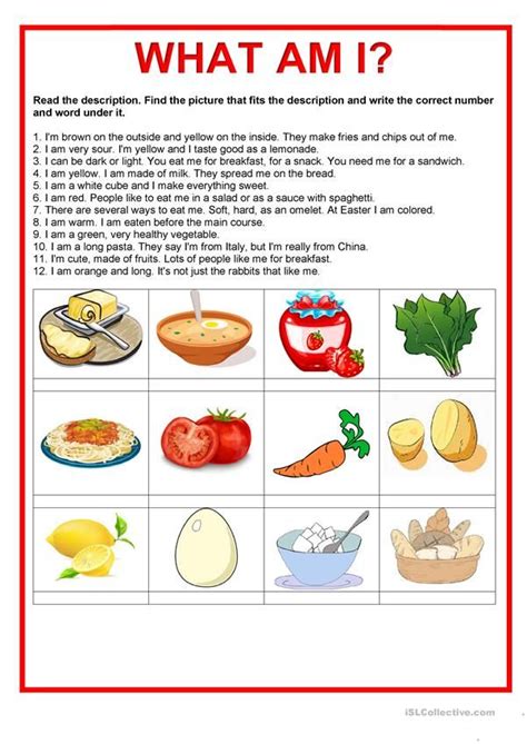 Food What Am I Englisches Essen Essen Spiel Kostenlose