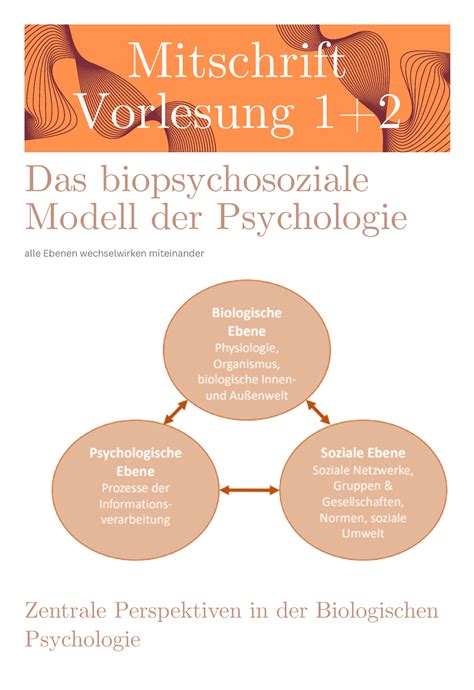 Mitschrift Vl Das Biopsychosoziale Modell Der Psychologie