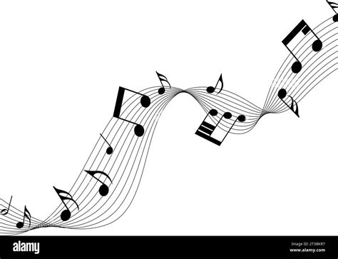 Musical Notes Staff Background On White Vector Illustration Stock