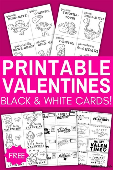 Free Black And White Printable Valentine Cards For Kids