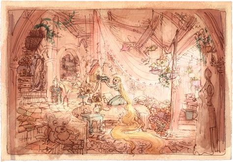 art  tangled rapunzels bedroom  tower concept art claire