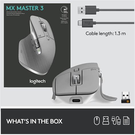 Logitech MX Master 3 Advanced Wireless Mouse - безжична мишка за PC и ...