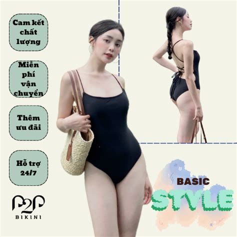 Đồ bơi Nữ bikini mảnh BASIC đan dây lưng phong cách P P Bikini Thương hiệu đồ bơi nữ đồ