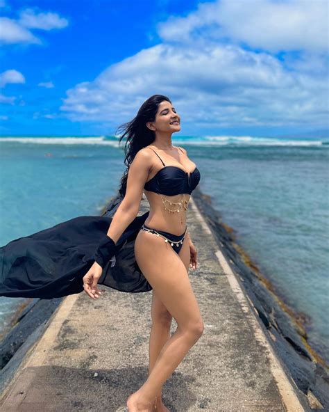 Sakshi Agarwal Sizzles In Black Bikini South Indian Actress