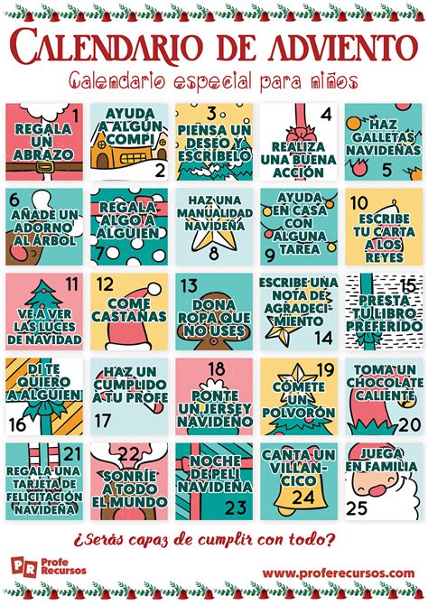 Calendario De Adviento Con Actividades De Navidad Para Ni Os