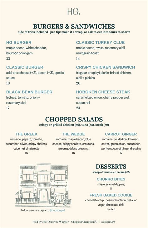 Menu — Hudson Golf