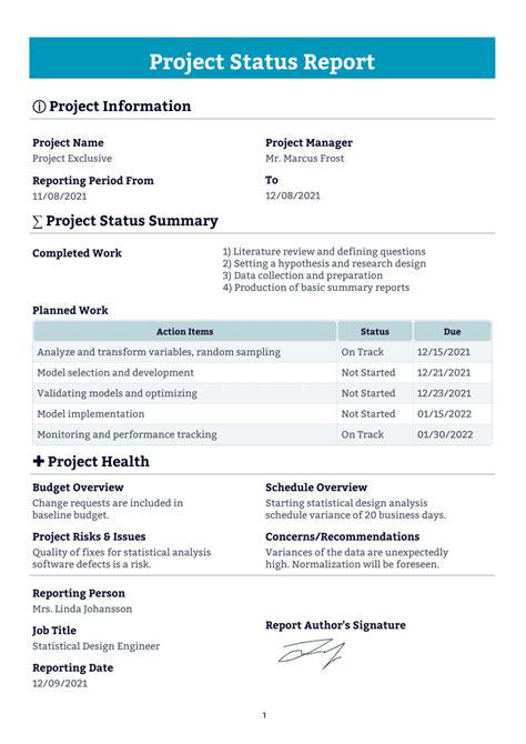 Project Status Report PDF Templates Jotform