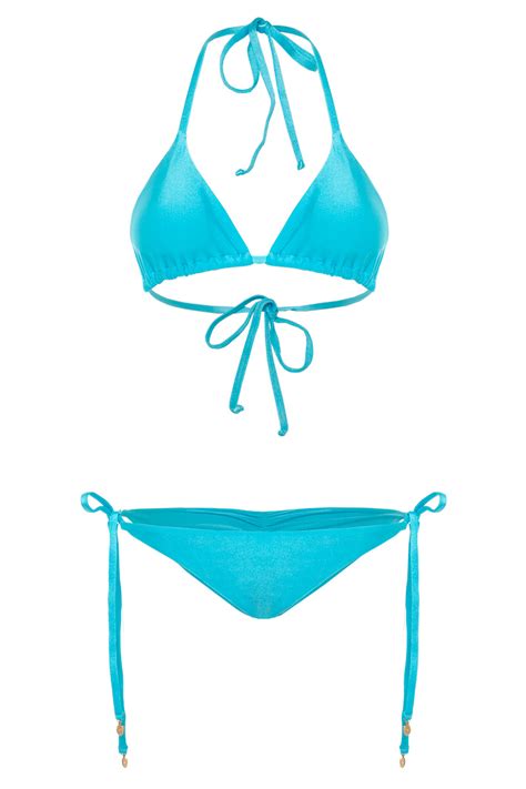 Turquoise Tie Bikini Oleaje Swimwear