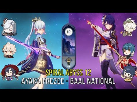 Ayaka Frezee Baal National Spiral Abyss Genshin Impact