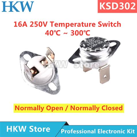 1pcs Bimetal Thermostat Ksd302 Ksd301 16a 250v Temperature Switch