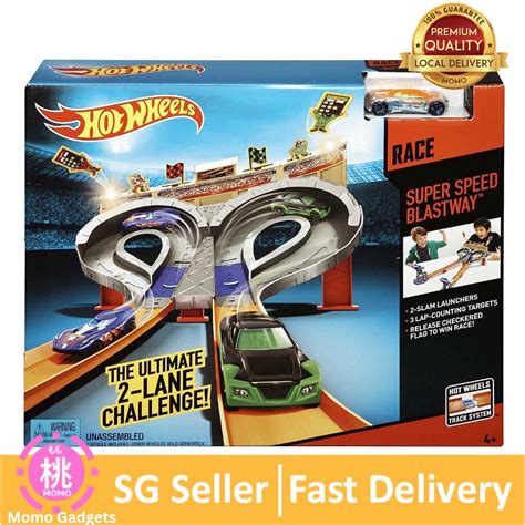 Hot Wheels Toy Car Track Set Super Speed Blastway Dual Track Racing For Or Players