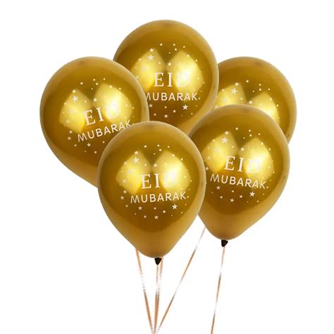 10pcs Gold Silver Eid Mubarak Balloons Hajj Mabrour Party Balloons