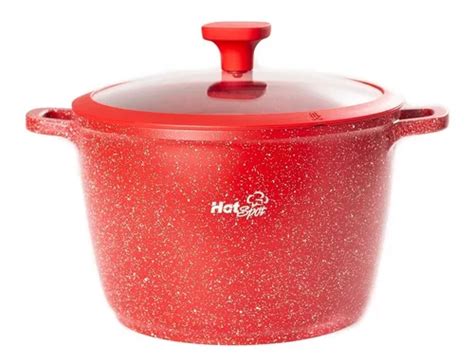 Olla Ultra Antiadherente Marmoleado Alto Tapa Cm Hot Spot Color Rojo MercadoLibre