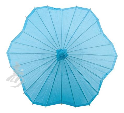 32 Turquoise Paper Parasol Umbrella Scallop Blossom Shaped Paper