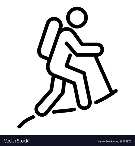 Hiking Man Icon Outline Style Royalty Free Vector Image