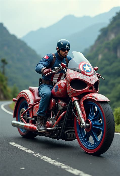 Create A Giant Bike Shaped Red And Blue Skull With Design And Inspired