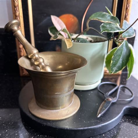 Brass Mortar Pestle Etsy