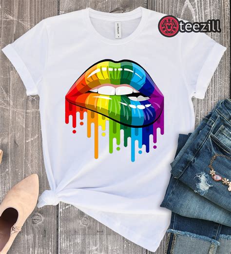Cool LGBT Rainbow Lips Pride T Shirt Gay Homosexual Lesbian Shirts