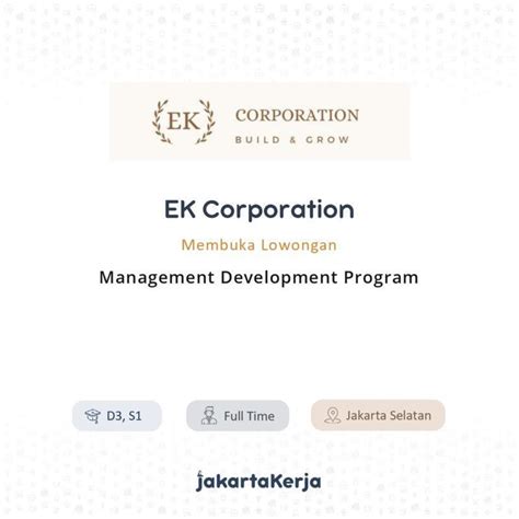 lowongan kerja management development program  ek corporation