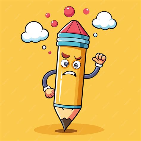 Premium Vector | A cartoon drawing of a pencil with the words angry on it