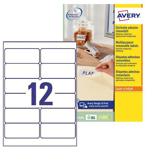 Avery L4743rev 25 Self Adhesive Removable Labels 12 Labels
