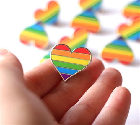 Pride Lgbtq Gay Flag Heart Enamel Pin Compoco