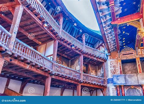 Inside Shakespeare`s Globe Theatre In London England Uk Editorial