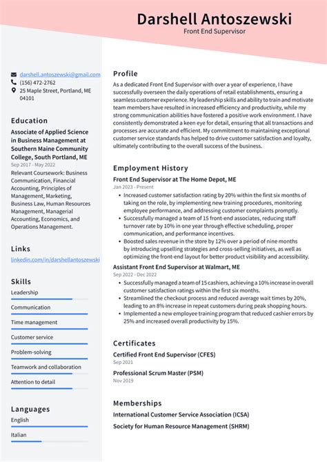 Costco Front End Supervisor Resume Examples ResumeCat