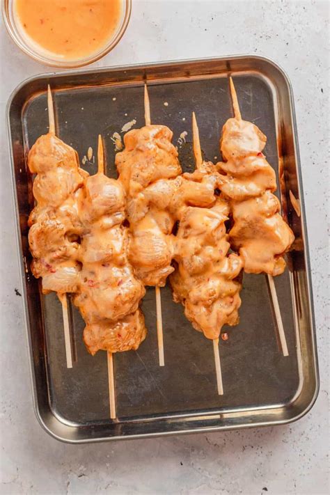 Juicy Bang Bang Chicken Skewers Air Fryer Grill Or Oven