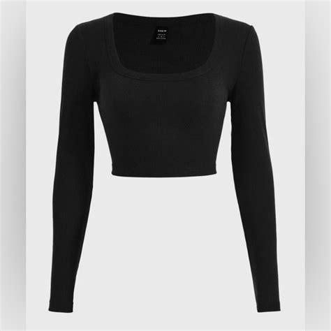 Shein Tops Shein Long Sleeve Crop Top In Black Poshmark