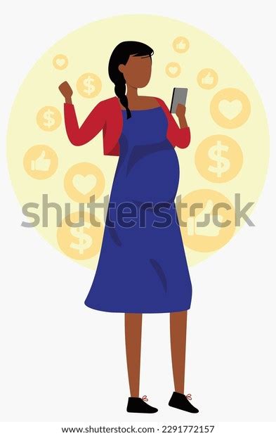 Illustration Pregnant Business Brunette Woman Cell Stock Vector Royalty Free