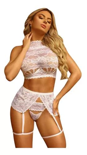 Lingerie Renda Sexy Detalhada Conjunto Branca Sensual Parcelamento Sem Juros