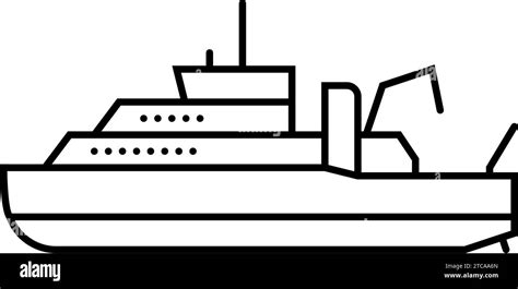 Oceanographic Research Vessel Line Icon Vector Illustration Stock