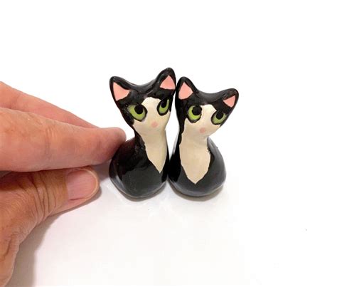 Tuxedo Cat Figurines Dollhouse Miniatures Cat Cake Toppers Etsy